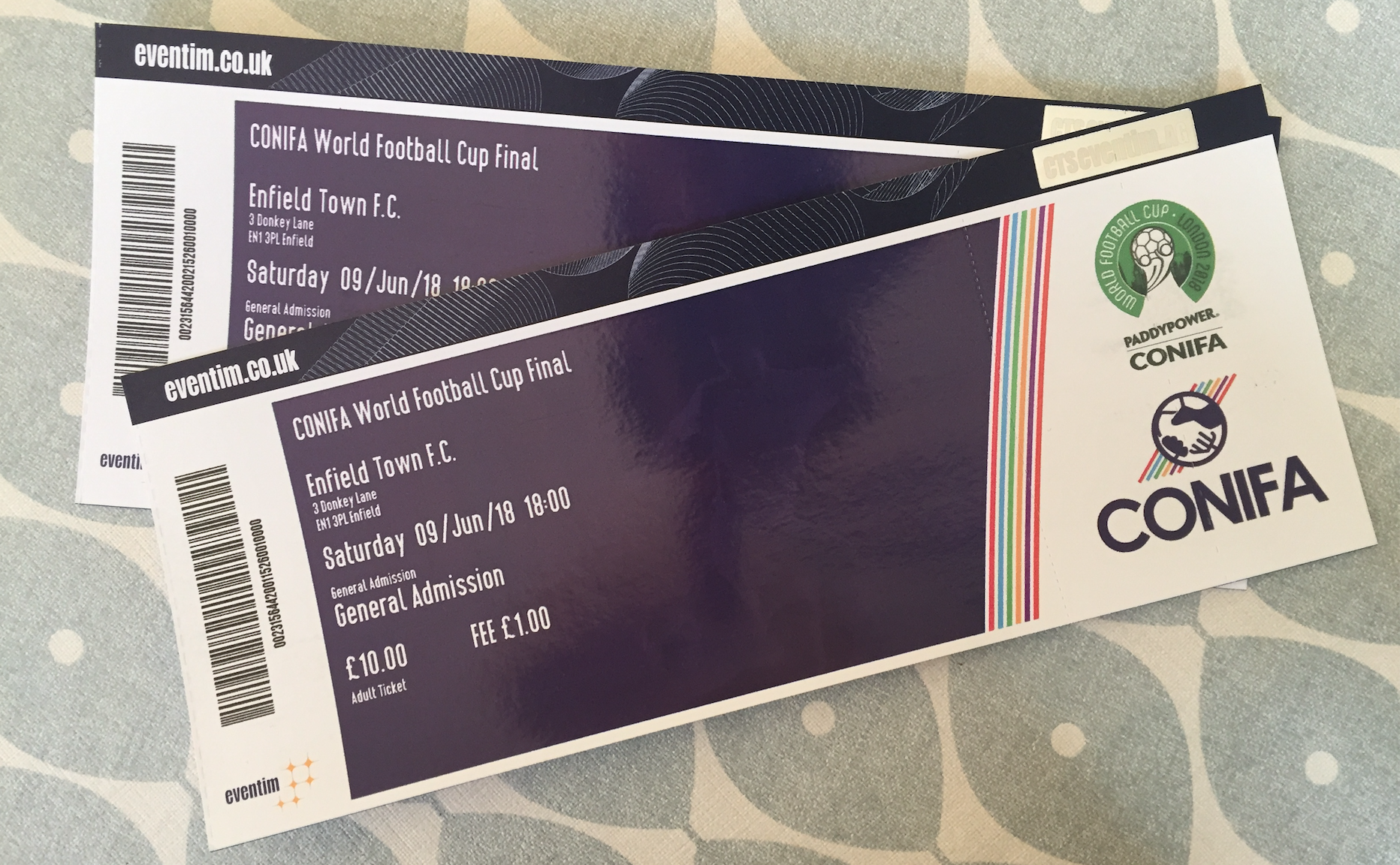 Two tickets to the CONIFA World Cup final.