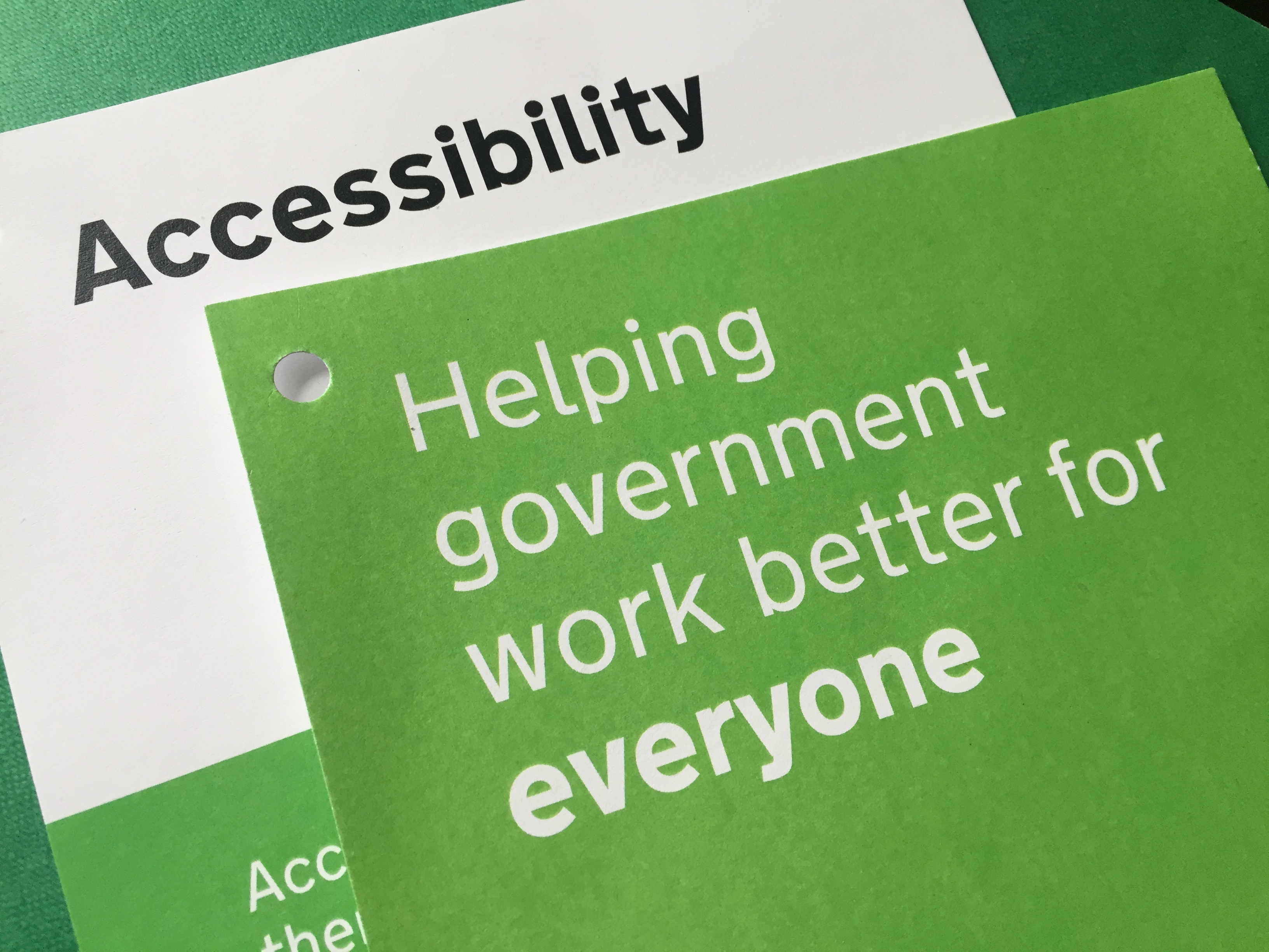 Pages of the delegate pack stating 'accessibility' and 'helping government work better for everyone'.