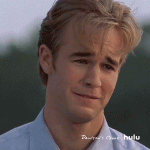 Close-up of Dawson from Dawson's Creek and he's crying.
