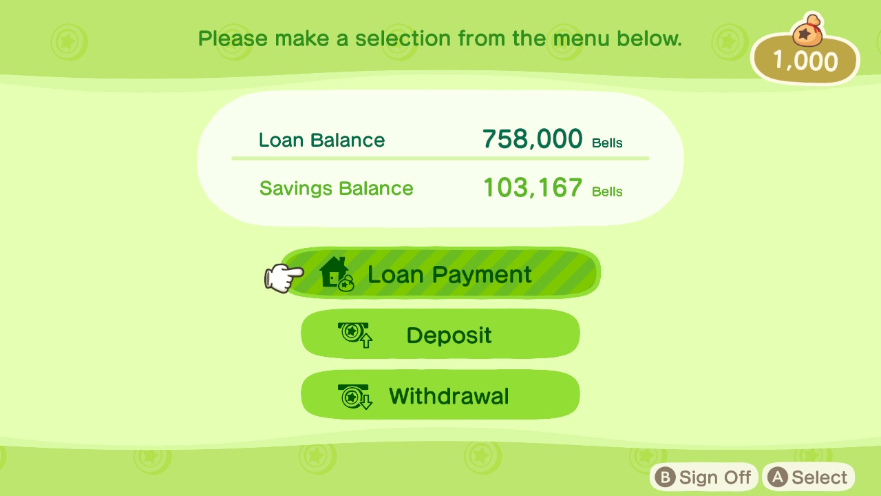 The user interface for the Automatic Bell Dispenser, with buttons to deposit, withdraw and pay the loan.