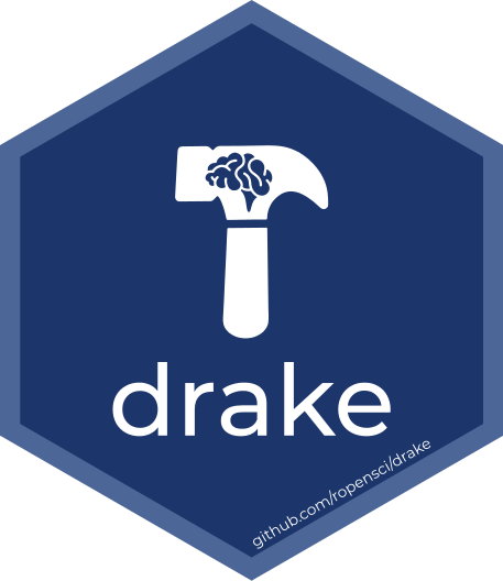 The hexagon logo for the drake package, which shows a hammer with a brain inside it.