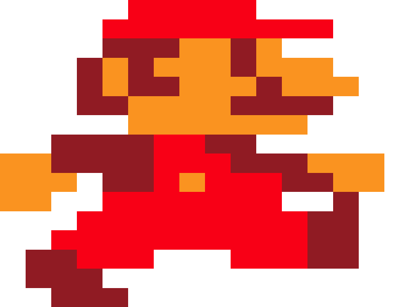 The walk cycle of the Mario sprite from the original Super Mario Bros game